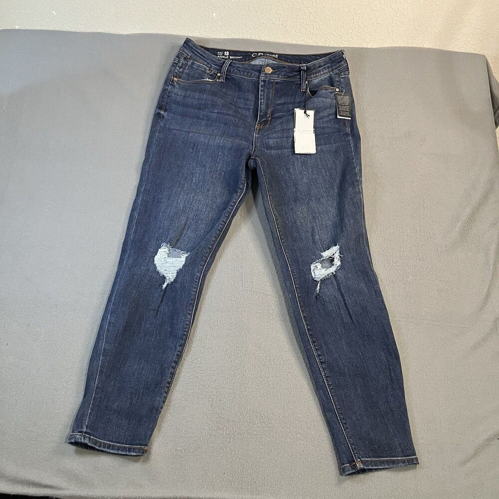 CP Jeans Ankle Skinny Dark Wash Distressed Juniors Size 13/31 NEW